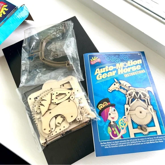 NEW Auto Motion Gear Horse Kit Kids Wood Toy Build Yourself Scientific Exploror - Picture 3 of 14